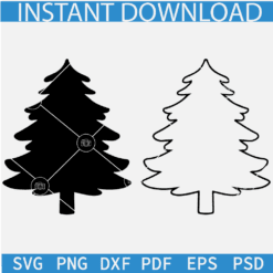 Pine trees Silhouette SVG, Black Solid Pine Tree SVG, Pine Tree Outline Wispy Evergreen SVG