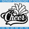 Pom Cheer Vectot SVG, Pom and Word Cheer with Swoosh Stripe SVG, Cheerleading Pom SVG