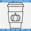 Pumpkin Spice Latte cup Sketch SVG, Takeaway Cup SVG, Fall lattle Cup Line Art SVG