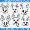 Reindeer Faces outline bundle SVG, Boy Reindeer Faces outline bundle SVG, Girl Reindeer Faces outline bundle SVG