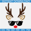 Reindeer & Sunglasses SVG, Christmas Reindeer SVG, Reindeer Face SVG, Antlers SVG
