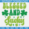 Retro Blessed and lucky svg, Blessed and Lucky Retro Text SVG, St. Patrick's Day Quote SVG