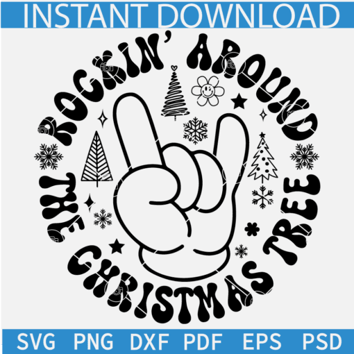 Rockin' Around the Christmas tree Mickey Hand SVG, Disney Hand Rockin' Around the Christmas tree SVG