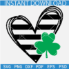 Saint Patrick's Day Heart stripes SVG, Shamrock Leaf with Heart SVG, Saint Patrick's Shamrock with Heart SVG