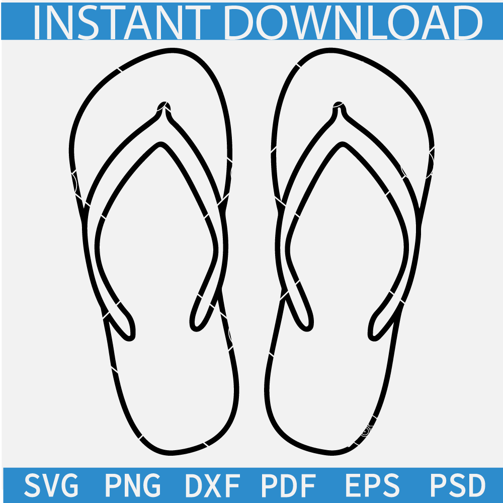 Sandals Sketch SVG, Sandals Vector SVG, Flip Flops Line Art SVG