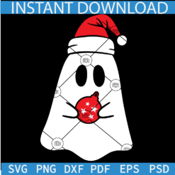 Santa Ghost with Christmas bulb SVG, Ghost with santa hat and Bulb svg