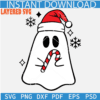 Santa Ghost with candy cane SVG, Ghost with santa hat and candy cane svg