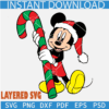 Santa Mickey with candy Cane SVG, Christmas Mickey SVG, Mickey with santa hat and candy cane SVG