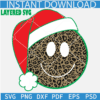 Santa Smiley Face Leopard Prints SVG, Leopard Prints Happy Face with Santa Hat SVG