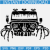 Skeleton Hand Jeep SVG, Halloween Bat Jeep Front SVG, Horror Skeleton Peace Hand 4x4 Svg 