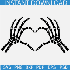 Skeleton Heart Symbol SVG, Love Heart Skeleton SVG, Skeleton Hand ASL SVG
