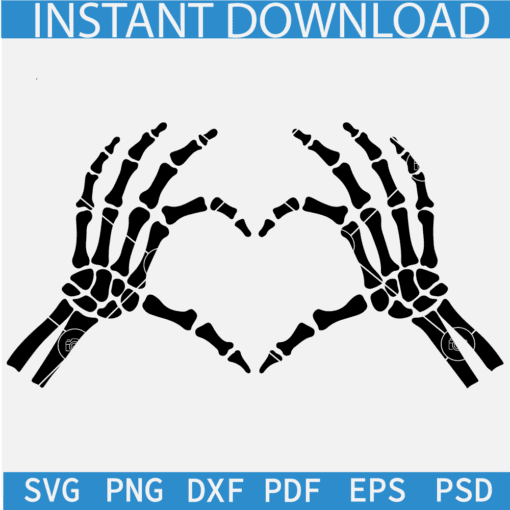 Skeleton Heart Symbol SVG, Love Heart Skeleton SVG, Skeleton Hand ASL SVG