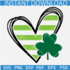 St Patrick's Day Shamrock with Heart SVG, Saint Patrick's Day Heart stripes SVG, Shamrock Leaf with Heart SVG