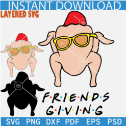 Turkey Friendsgiving SVG, Friends Giving Turkey SVG, Thanks Giving Turkey Layered SVG