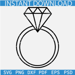 Wedding Ring Line art SVG, Engagement Ring diamond SVG, Diamond Wedding Ring Vector SVG