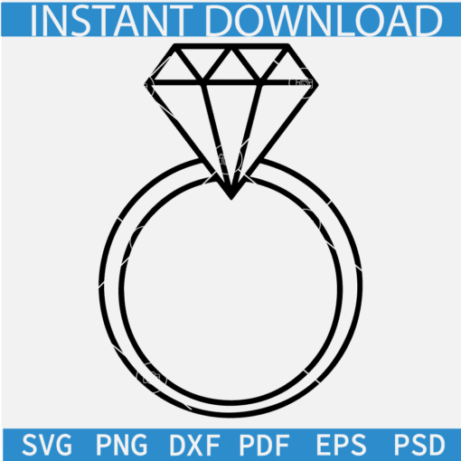 Wedding Ring Line art SVG, Engagement Ring diamond SVG, Diamond Wedding Ring Vector SVG