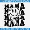 Mama melting smiley face SVG, Mama smiley face SVG, mama wavy letters svg