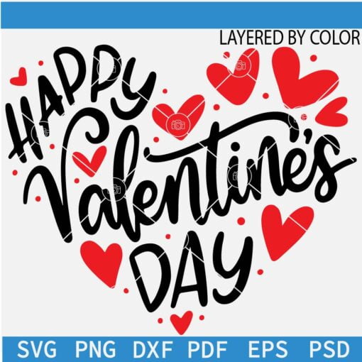 Wavy Happy Valentines Day SVG, Happy Valentines Day Hearts SVG, Valentines Day Love symbol Svg