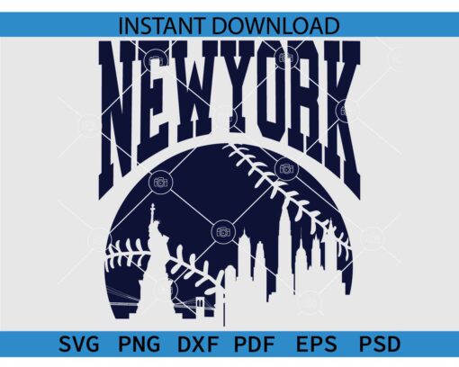 New York Baseball SVG, New York city inside Baseball ball SVG
