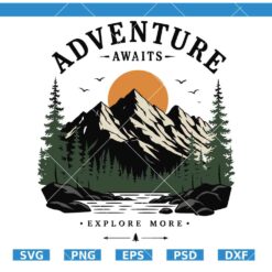 Adventure Awaits SVG, Outdoors SVG, Adventure svg, Exploring svg, Camping Shirt SVG   