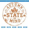 Autumn State Of Mind Pumpkins Outline SVG, Cozy fall season SVG, Funny Fall Quote SVG