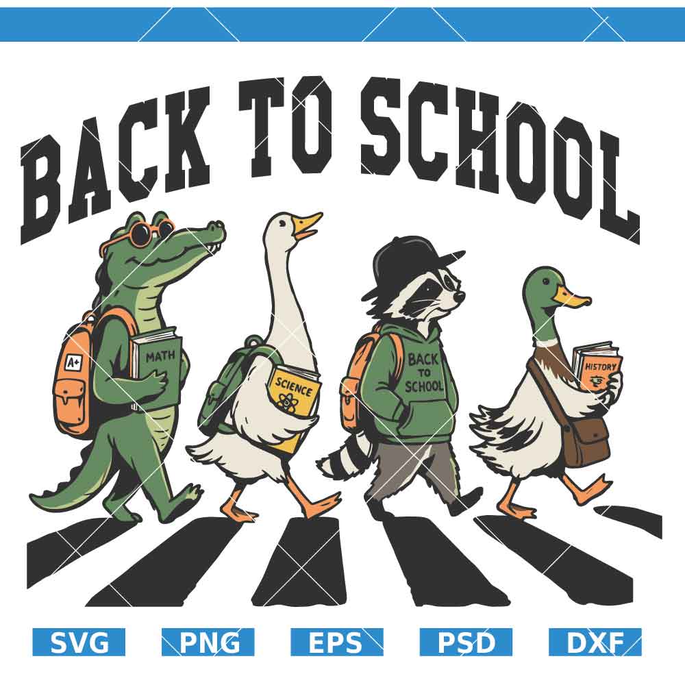 Back To School Alligator Goose Raccoon Duck SVG Back To School Alligator Goose Raccoon Duck SVG, Funny Back to School Animals SVG