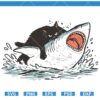 Cat Riding Shark SVG, Black Cat Summer SVG, Funny Cat Shark SVG