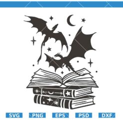 Dragon Book Svg, Fantasy Book SVG, Halloween svg, Mystical svg, Book Lover svg