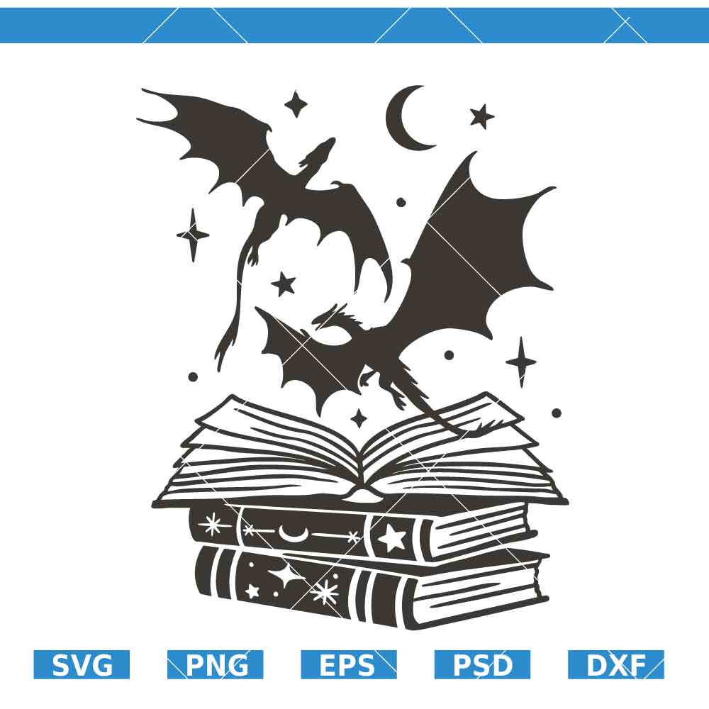 Dragon Book Svg Dragon Book Svg, Fantasy Book SVG, Halloween svg, Mystical svg, Book Lover svg