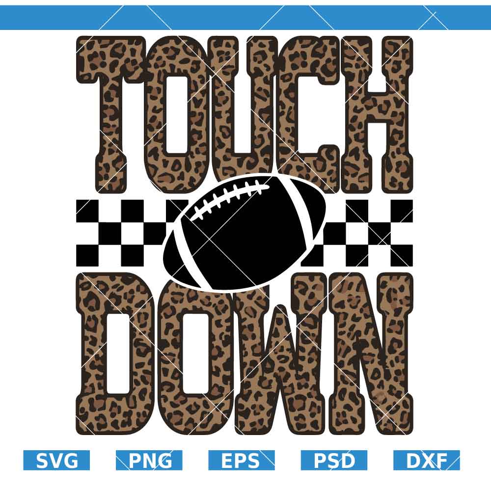 Touchdown Leopard Checkered Football SVG Touchdown Leopard Checkered Football SVG, American Football SVG, Football Lover Shirt SVG