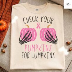 Check Your Pumpkins shirt, Halloween Breast Cancer Awareness shirt
